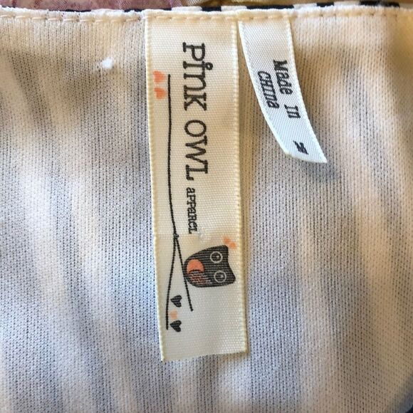 Pink Owl Geometric Print Dress 1950s Styling Juniors Size Medium - Picture 8 of 10